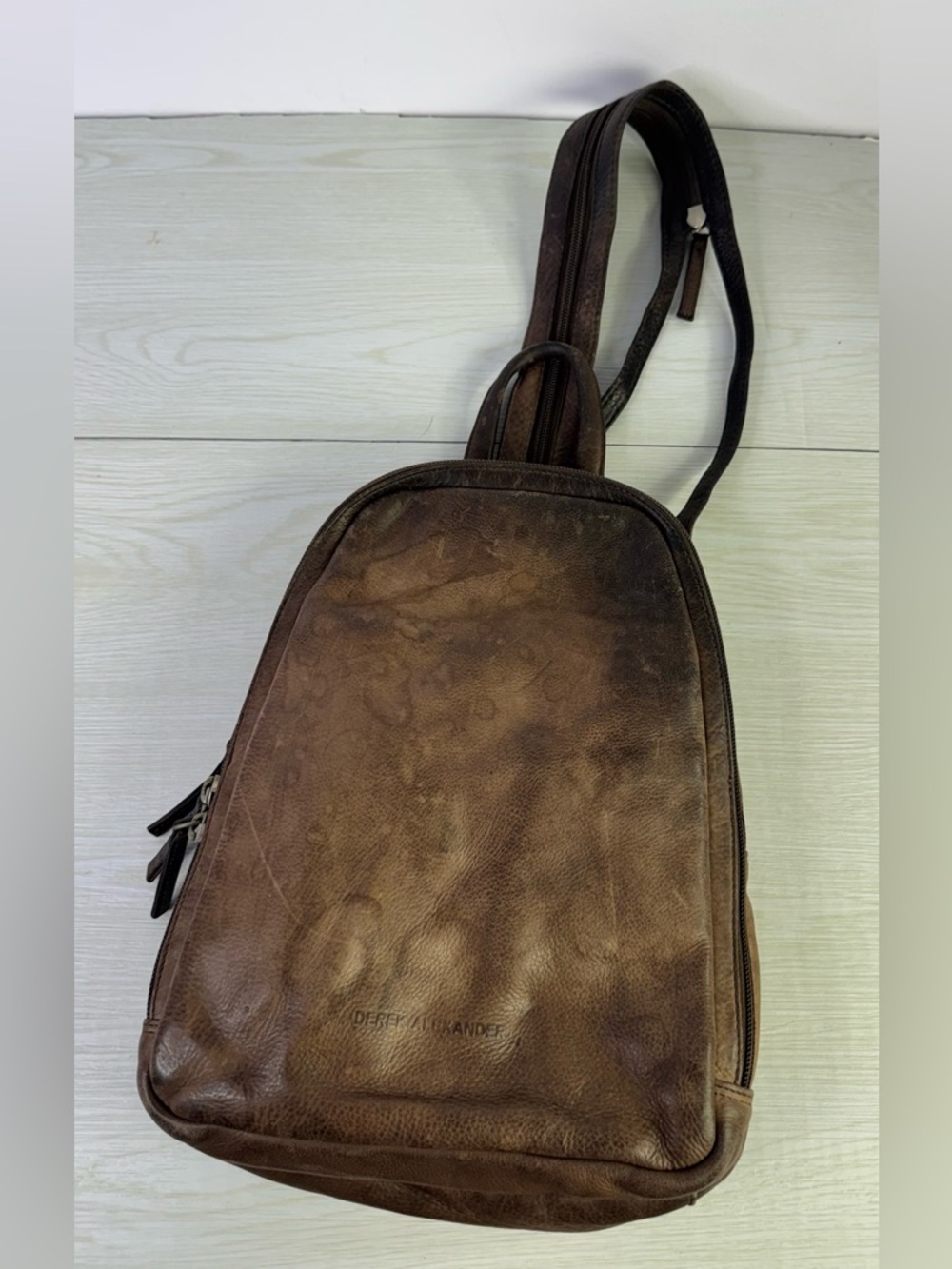 DEREK ALEXANDER “Central Park” Brown Leather Backpack